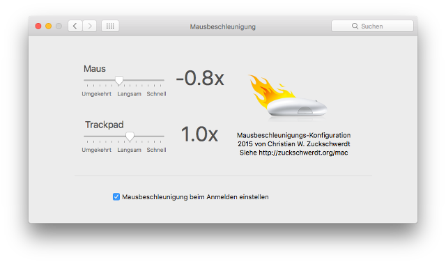 Mouse Acceleration PrefPane on Sierra, German localization